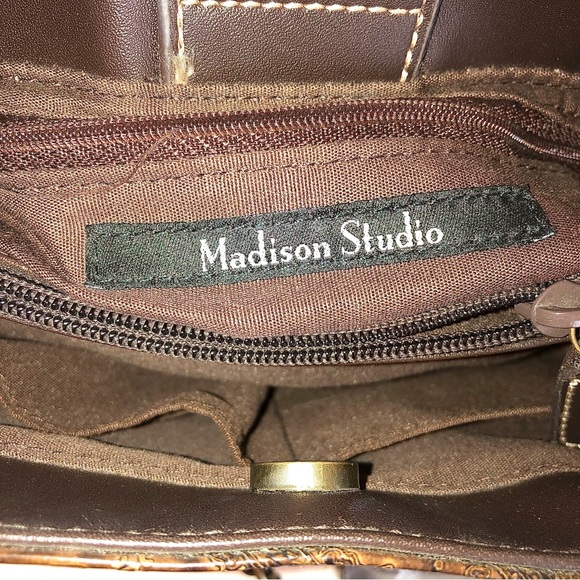 Madison Studio Brown Paisley Embossed Vegan Faux Leather Mini Bag - Picture 8 of 8